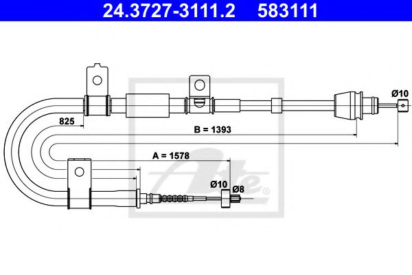 24.3727-3111.2 ATE Brake System Cable, parking brake