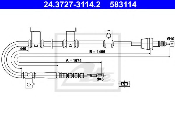 24.3727-3114.2 ATE Brake System Cable, parking brake
