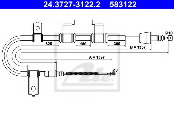 24.3727-3122.2 ATE Brake System Cable, parking brake