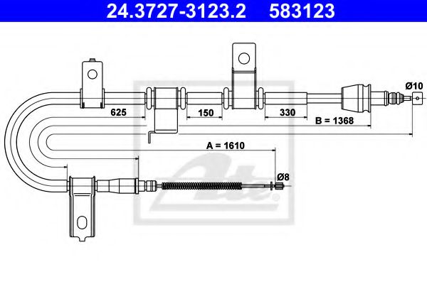 24.3727-3123.2 ATE Brake System Cable, parking brake