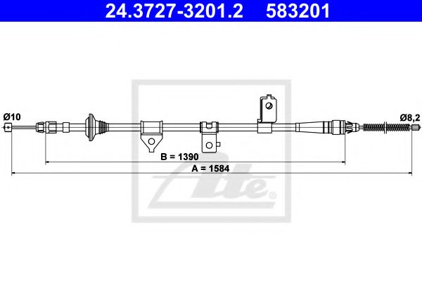 24.3727-3201.2 ATE Brake System Cable, parking brake