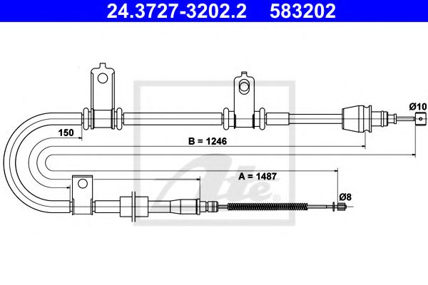 24.3727-3202.2 ATE Brake System Cable, parking brake