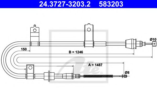 24.3727-3203.2 ATE Brake System Cable, parking brake