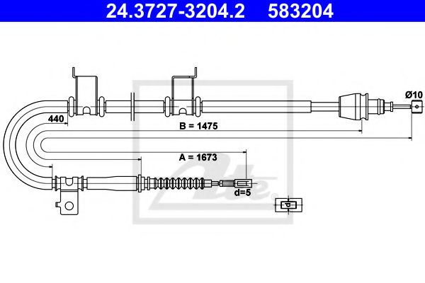 24.3727-3204.2 ATE Brake System Cable, parking brake