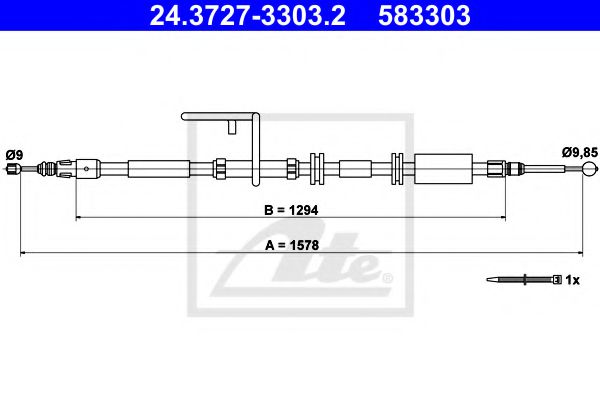24.3727-3303.2 ATE Brake System Cable, parking brake