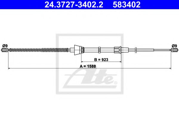 24.3727-3402.2 ATE Brake System Cable, parking brake