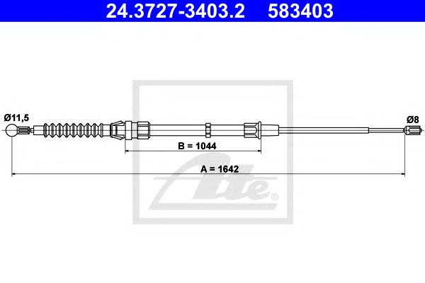 24.3727-3403.2 ATE Brake System Cable, parking brake