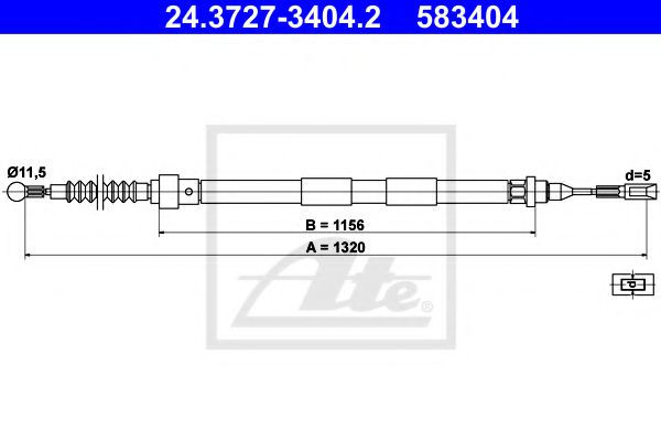 24.3727-3404.2 Brake System Cable, parking brake
