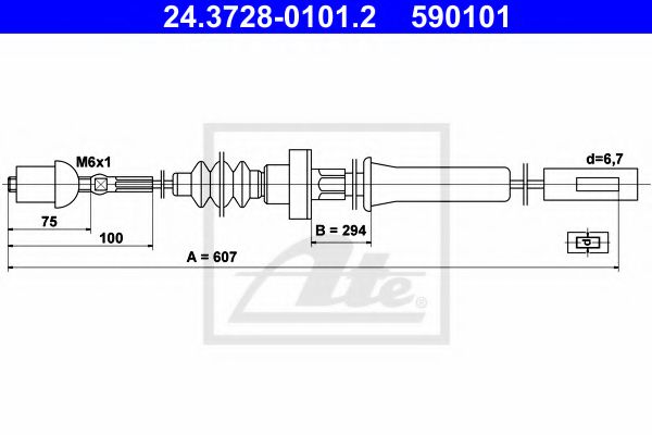 24.3728-0101.2 ATE Clutch Cable