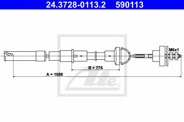 24.3728-0113.2 ATE Clutch Cable