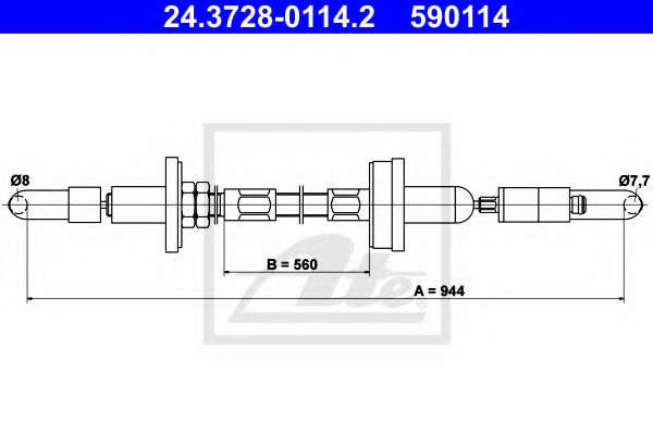24.3728-0114.2 ATE Clutch Clutch Cable