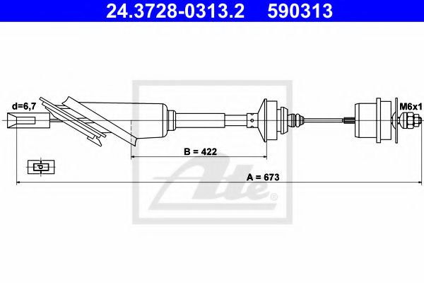 24.3728-0313.2 ATE Clutch Cable