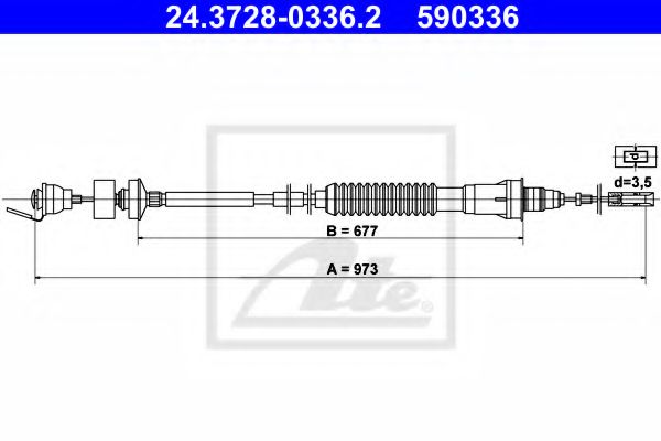 24.3728-0336.2 ATE Clutch Cable
