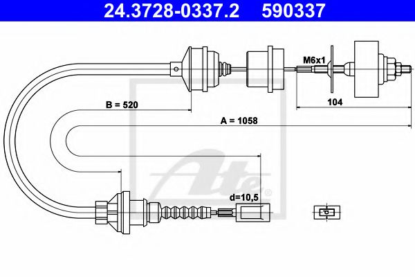 24.3728-0337.2 ATE Clutch Cable