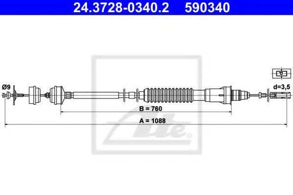 24.3728-0340.2 ATE Clutch Cable