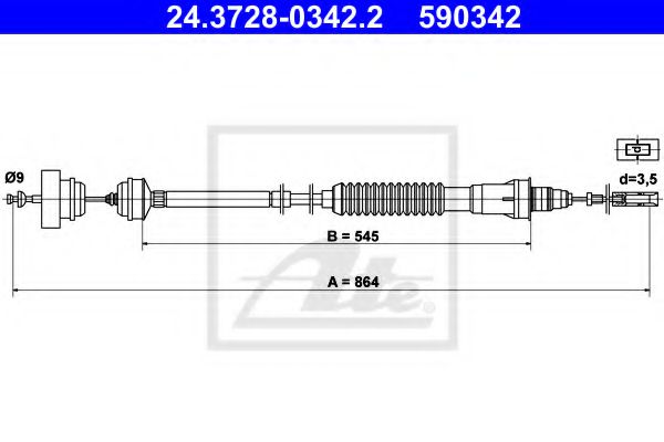 24.3728-0342.2 ATE Clutch Cable