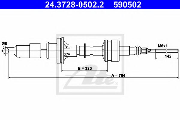 24.3728-0502.2 ATE Clutch Cable