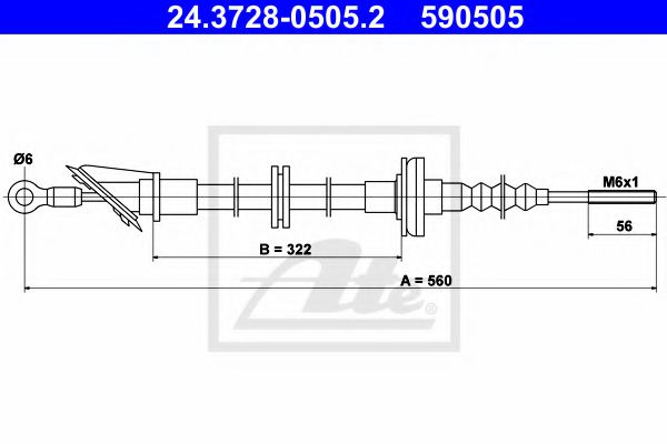 24.3728-0505.2 ATE Clutch Cable