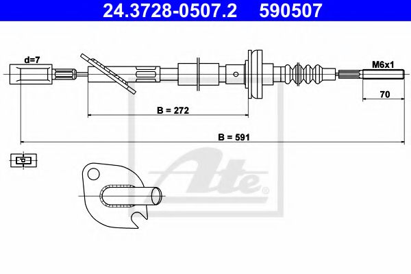 24.3728-0507.2 ATE Clutch Cable
