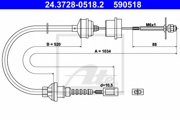 24.3728-0518.2 ATE Clutch Cable