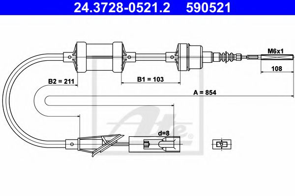 24.3728-0521.2 ATE Clutch Cable