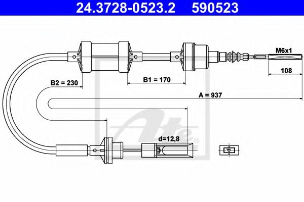 24.3728-0523.2 ATE Clutch Cable