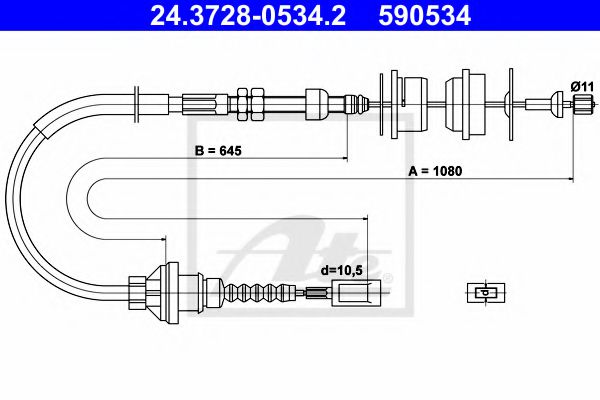 24.3728-0534.2 ATE Clutch Cable