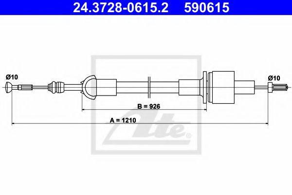 24.3728-0615.2 ATE Clutch Cable