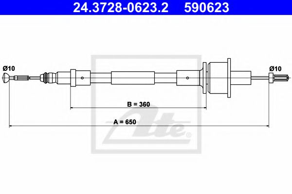 24.3728-0623.2 ATE Clutch Cable