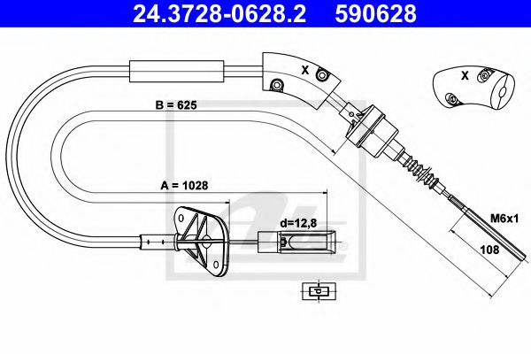 24.3728-0628.2 ATE Clutch Cable