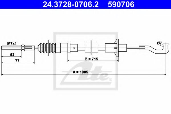 24.3728-0706.2 ATE Clutch Cable
