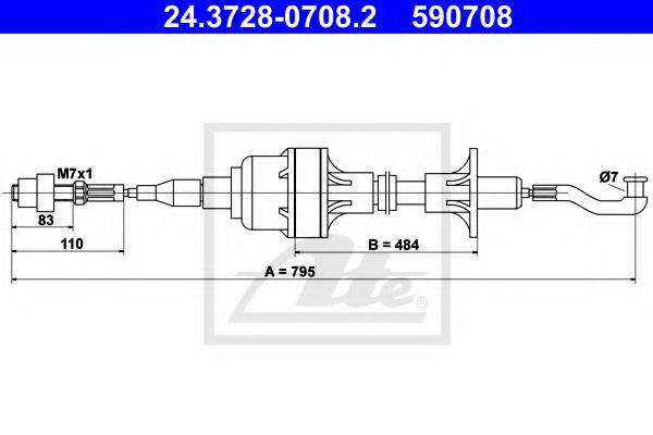 24.3728-0708.2 ATE Clutch Cable