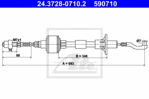 24.3728-0710.2 ATE Clutch Cable