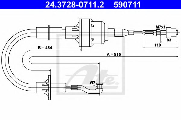 24.3728-0711.2 ATE Clutch Cable
