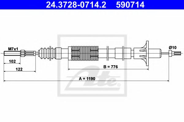 24.3728-0714.2 ATE Clutch Cable
