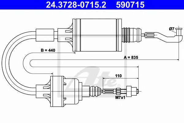 24.3728-0715.2 ATE Clutch Cable