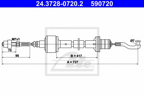 24.3728-0720.2 ATE Clutch Cable