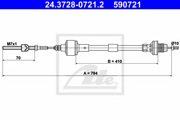 24.3728-0721.2 ATE Clutch Cable