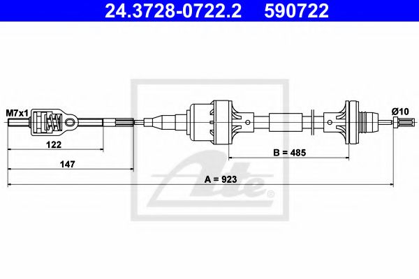 24.3728-0722.2 ATE Clutch Cable