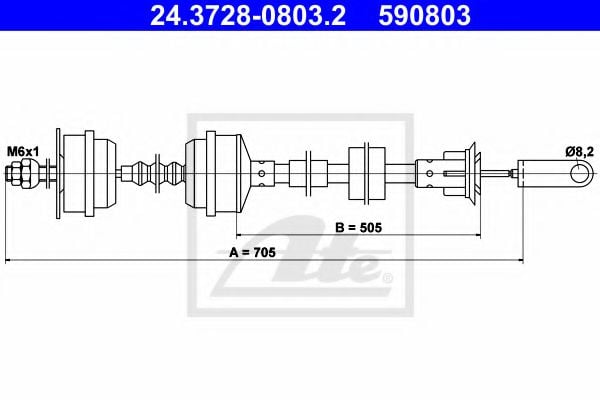 24.3728-0803.2 ATE Clutch Clutch Cable