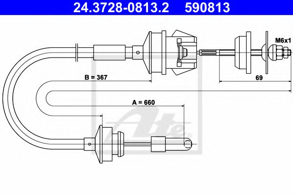 24.3728-0813.2 ATE Clutch Cable