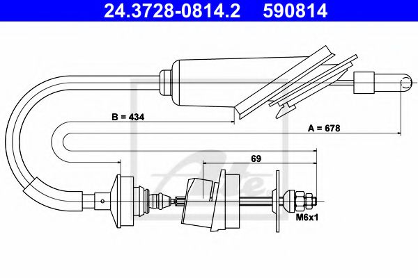 24.3728-0814.2 ATE Clutch Cable