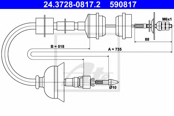 24.3728-0817.2 ATE Clutch Cable