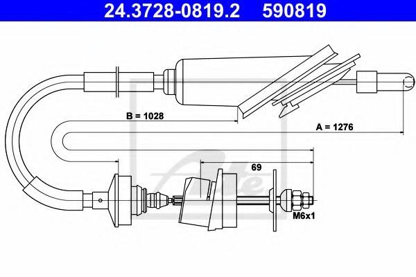 24.3728-0819.2 ATE Clutch Cable