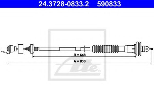 24.3728-0833.2 ATE Clutch Cable