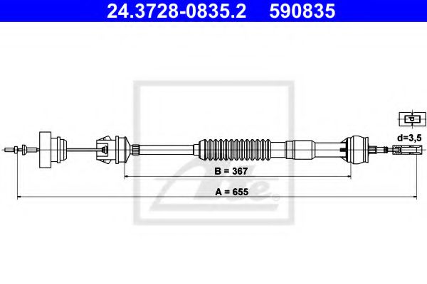 24.3728-0835.2 ATE Clutch Cable