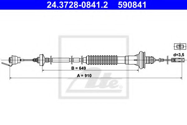 24.3728-0841.2 ATE Clutch Cable