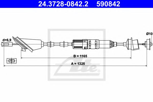 24.3728-0842.2 ATE Clutch Cable