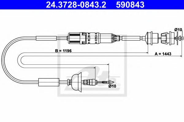 24.3728-0843.2 ATE Clutch Cable