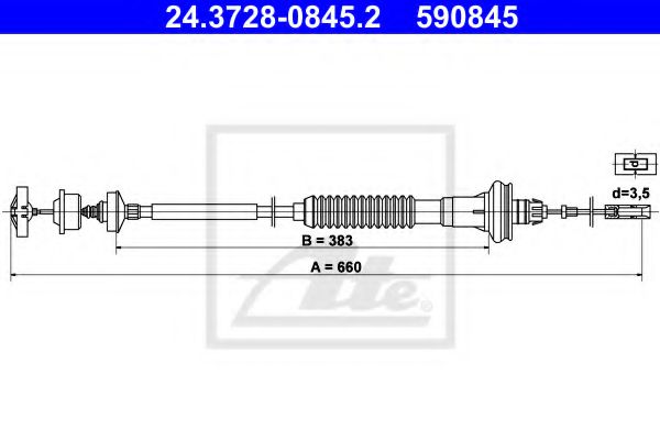 24.3728-0845.2 ATE Clutch Cable